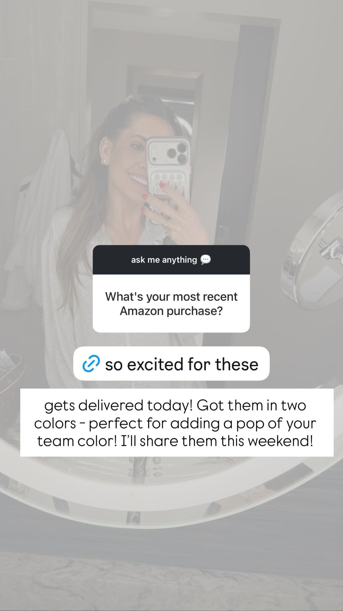 gets delivered today! Got them in two colors - perfect for adding a pop of your team color! I’ll share them this weekend!