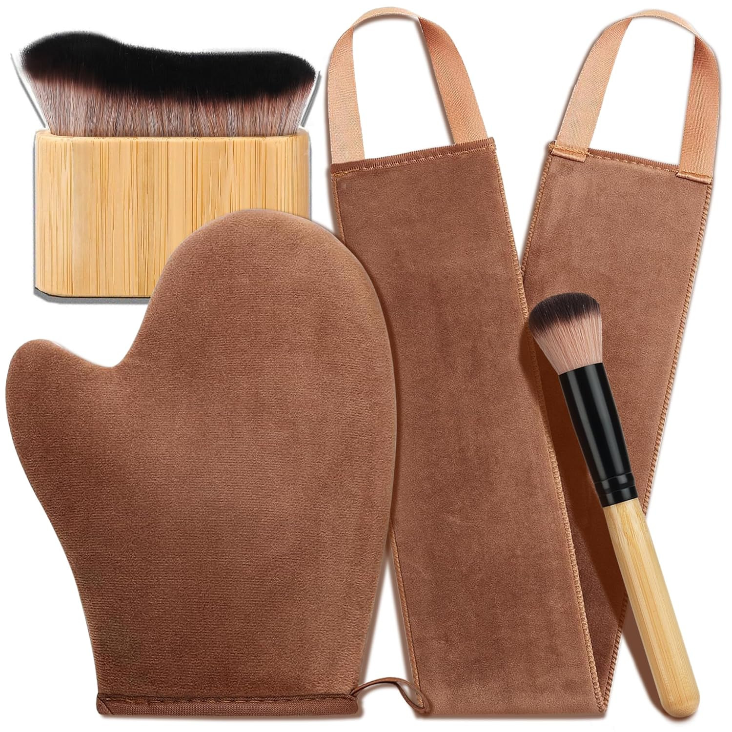 4 in 1 Luxury Velvet Tanning Mitt Self Tanning Mitt Applicator Self Tanner Brush Self Tanner Back Applicator Self Tanner Mitt Tanning Brush Tanning Glove | Amazon (US)