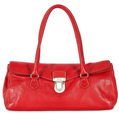 PRADA Vitello Rosso Bag  Prada Dark Red Pebbled Deerskin Leather Silver Hardware | eBay US