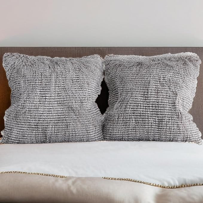 INCHGRASS Fur Throw Pillow Covers 18x18 Inch - Luxury Fluffy Sofa & Bed Pillow Covers Set of 2, U... | Amazon (US)