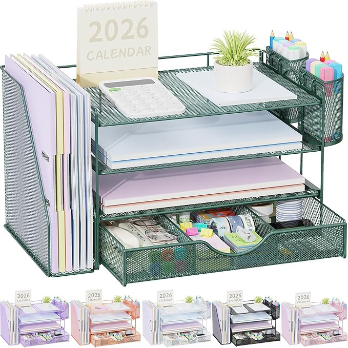 gianotter 4-Tier Desk Organizer with Drawers, File Holders, Letter Trays and Pen Holders - Worksp... | Amazon (US)