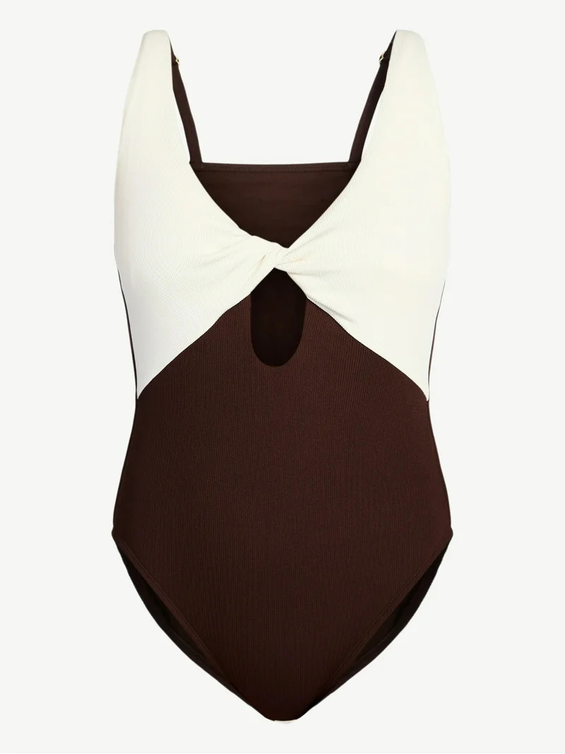 Time and Tru Women's and Women's Plus Collections Twist Front One Piece Swimsuit, Sizes XS-3X | Walmart (US)