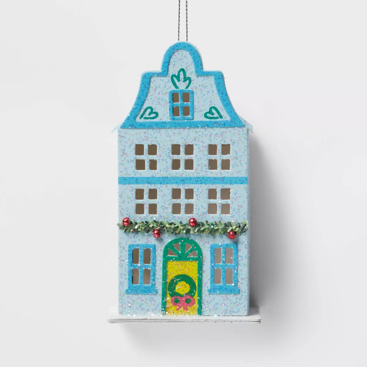 Glittered Paper House Christmas Tree Ornament Blue - Wondershop™: Indoor Holiday Decor, 5" Heig... | Target