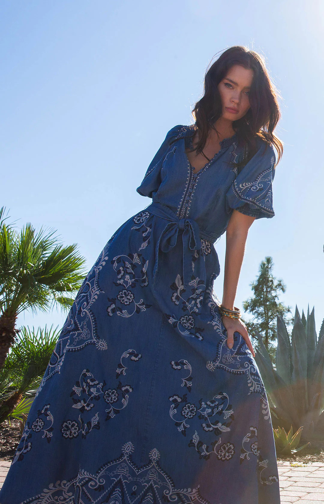 Wynter Embroidered Chambray Dress | Hale Bob