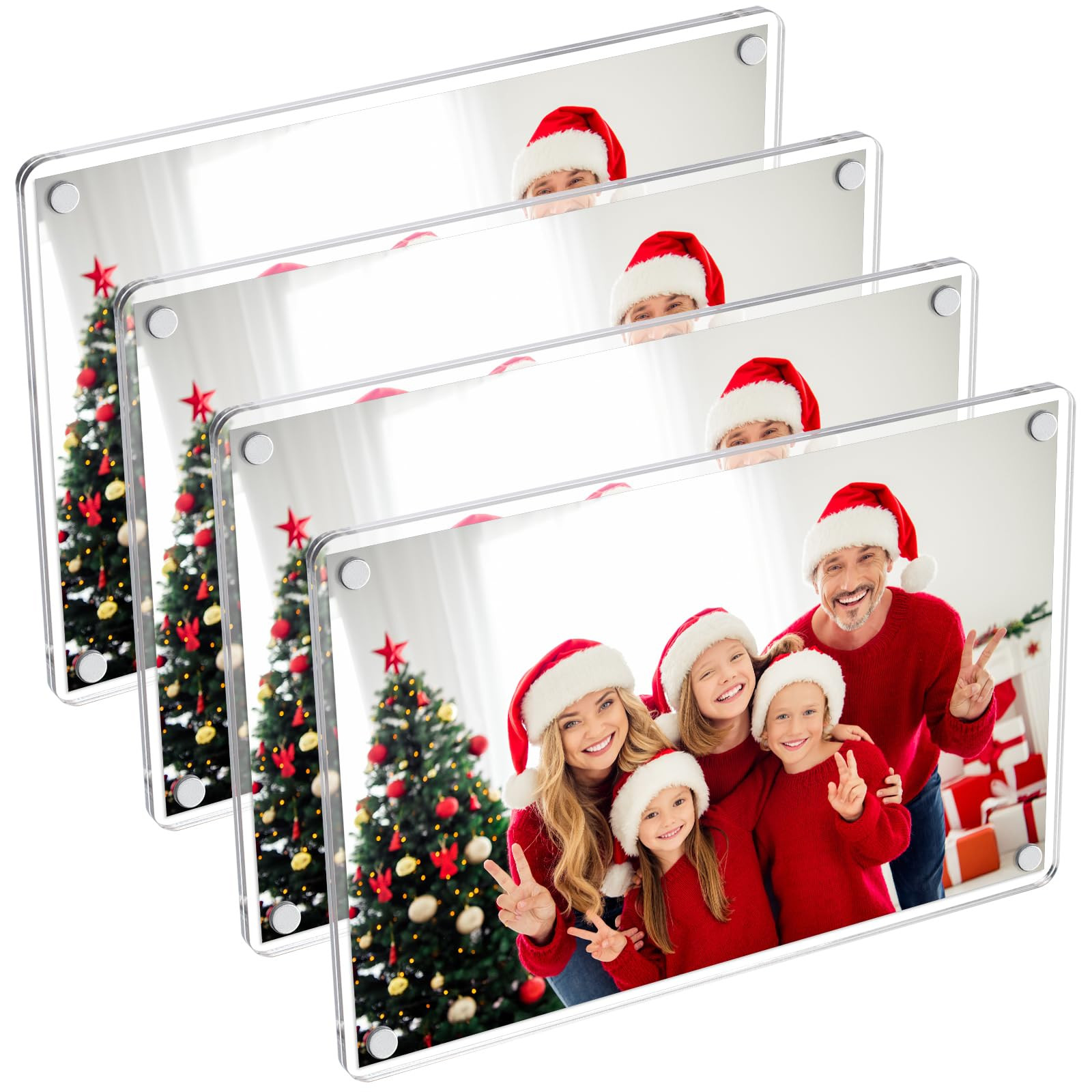 4 Pack 4×6 In Acrylic Fridge Magnetic Frame, Photo Picture Frames, Double Sided Photo Refrigerat... | Amazon (US)