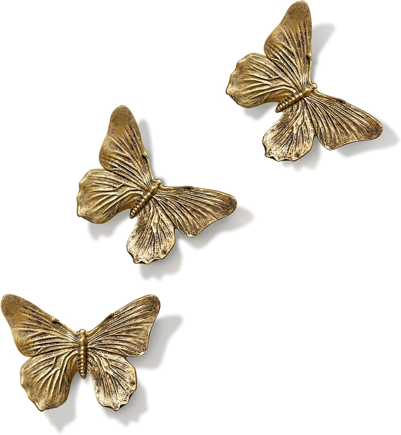 GUSFREUD 3D Butterfly Wall Decor Set – Resin Wall Decor for Living Room, Bedroom, Bathroom, Dining Room, Outdoor and Gallery Walls - Antique Copper - Set of 3 | Amazon (US)