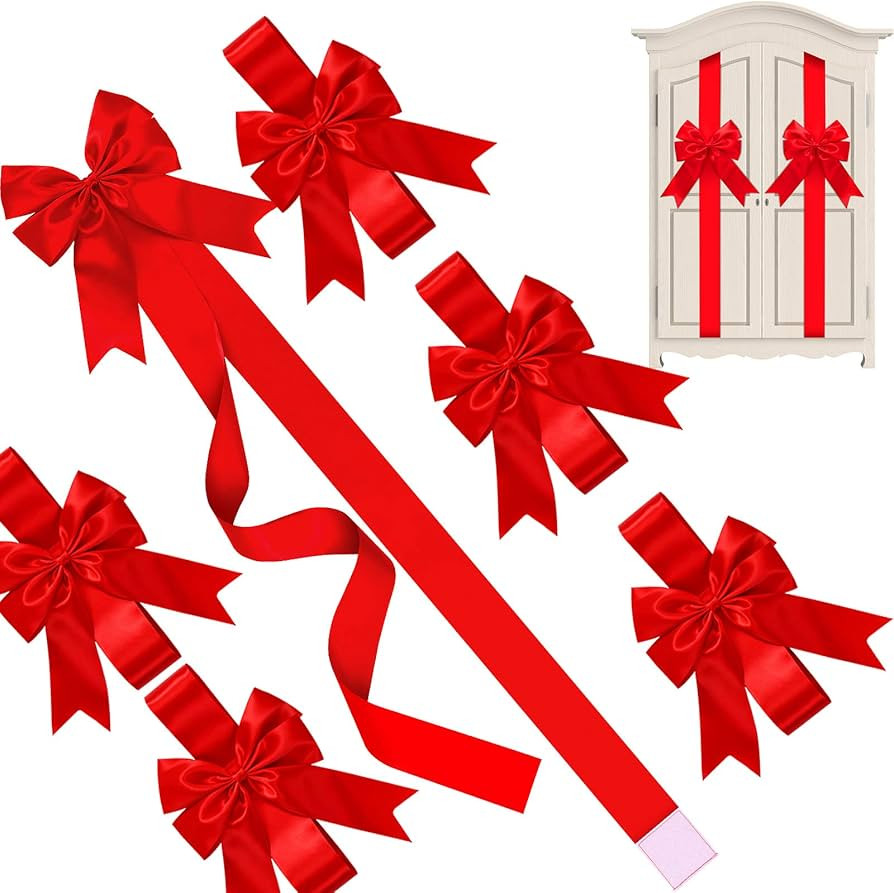WILLBOND 12 Pieces Red Christmas Cabinet Ribbons Bows Large Red Bow Christmas Door Kitchen Cabine... | Amazon (US)