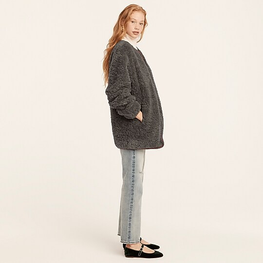Zip-up jacket in recycled sherpa | J. Crew US