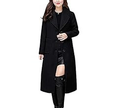 chouyatou Women's Big Notch Lapel Single Breasted Mid-Long Wool Blend Coat | Amazon (US)