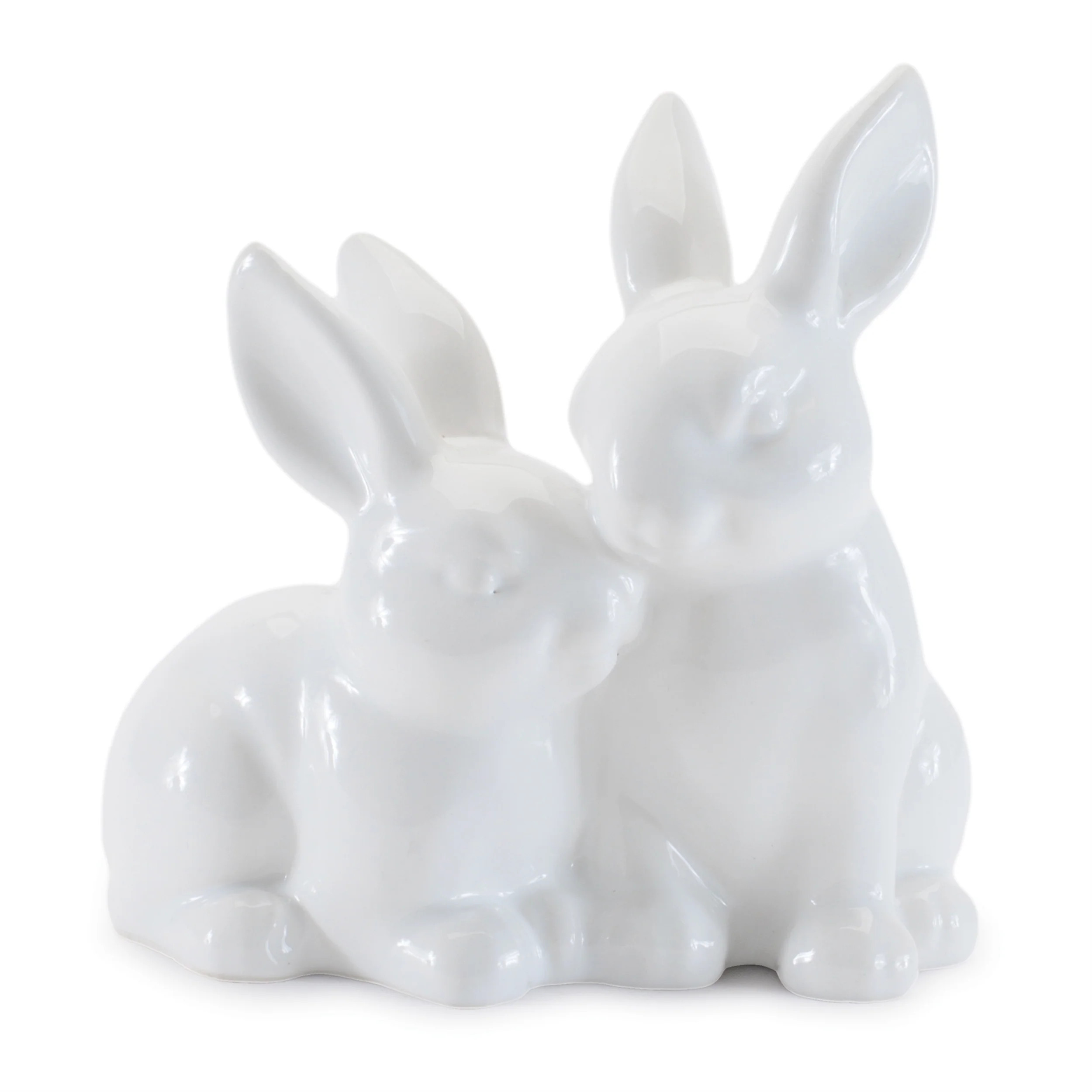Melrose International Ceramic Mini Garden Bunny Couple (Set of 4) - White | Shop Simon