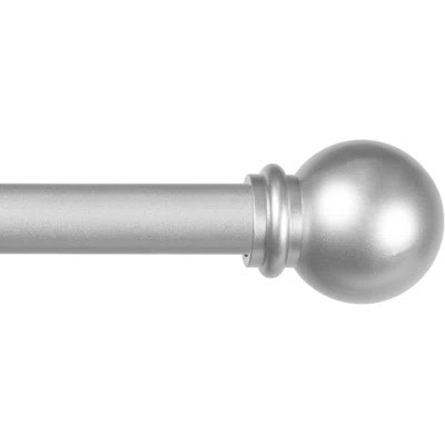 Ball Head Standard Decorative Curtain Rod, Adjustable Length 48-86 Inches, Brushed Nickel Finish, 5/8 Inch Diameter Steel Pipe | Wayfair North America