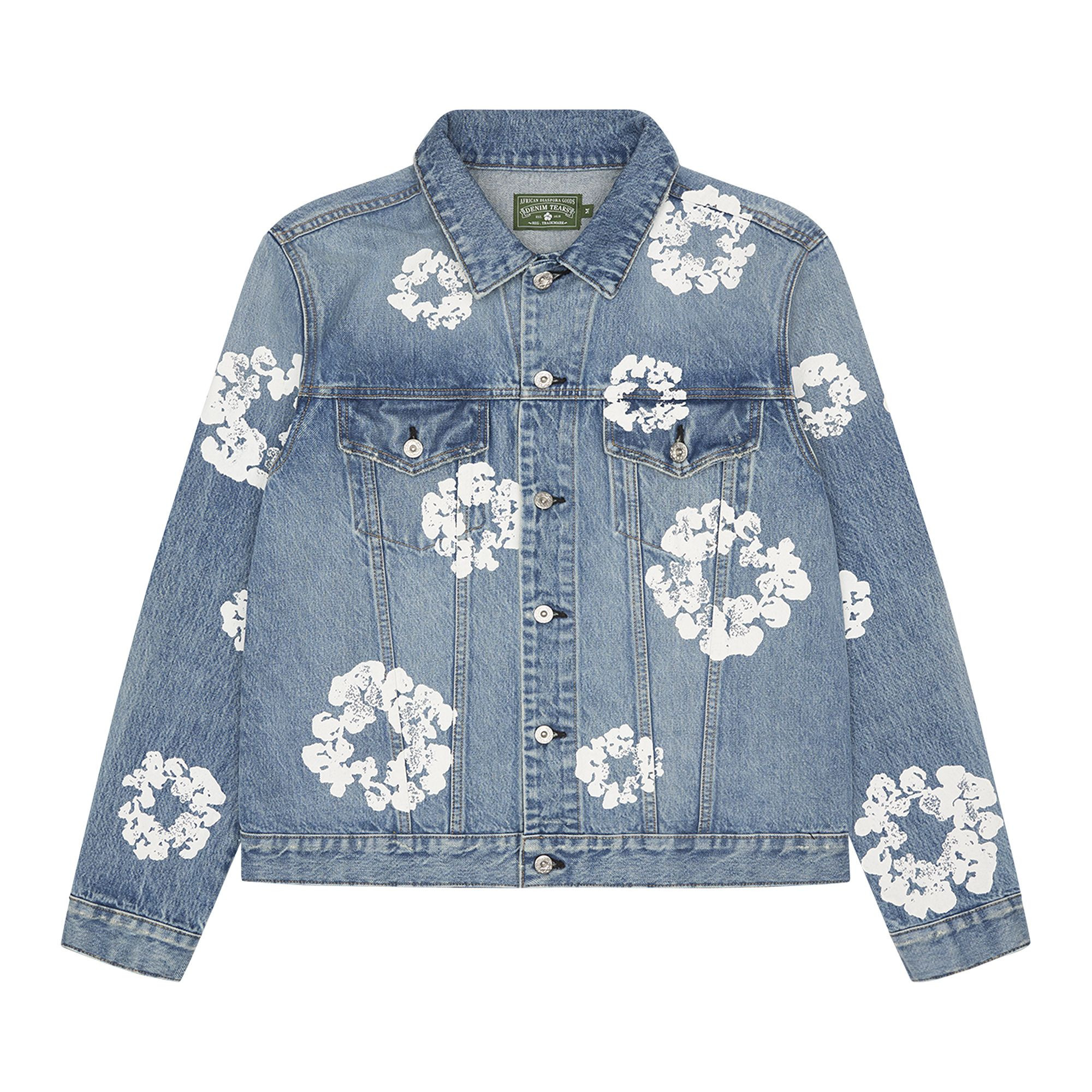 Denim Tears Cotton Wreath Denim Jacket 'Light Wash' | Blue | Men's Size XL | GOAT