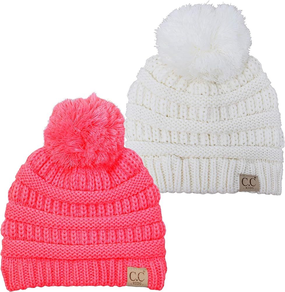 Funky Junque Kids Baby Toddler Cable Knit Children’s Pom Winter Hat Beanie | Amazon (US)