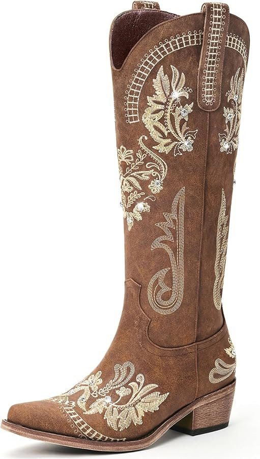 Lumeheel Cowboy Boots for Women - Knee High Western Cowgirl Boots, Sparkly Rhinestone Retro Count... | Amazon (US)