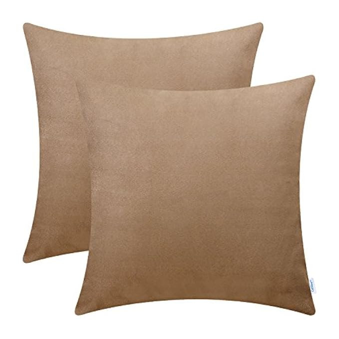 CaliTime Pack of 2 Cozy Throw Pillow Covers Cases for Couch Bed Sofa Super Soft Faux Suede Solid Col | Amazon (US)