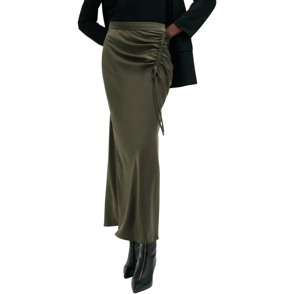 AllSaints Alexia Ruched Skirt in Tarmac Green at Nordstrom Rack, Size 6 Us / 10 Uk | Nordstrom Rack