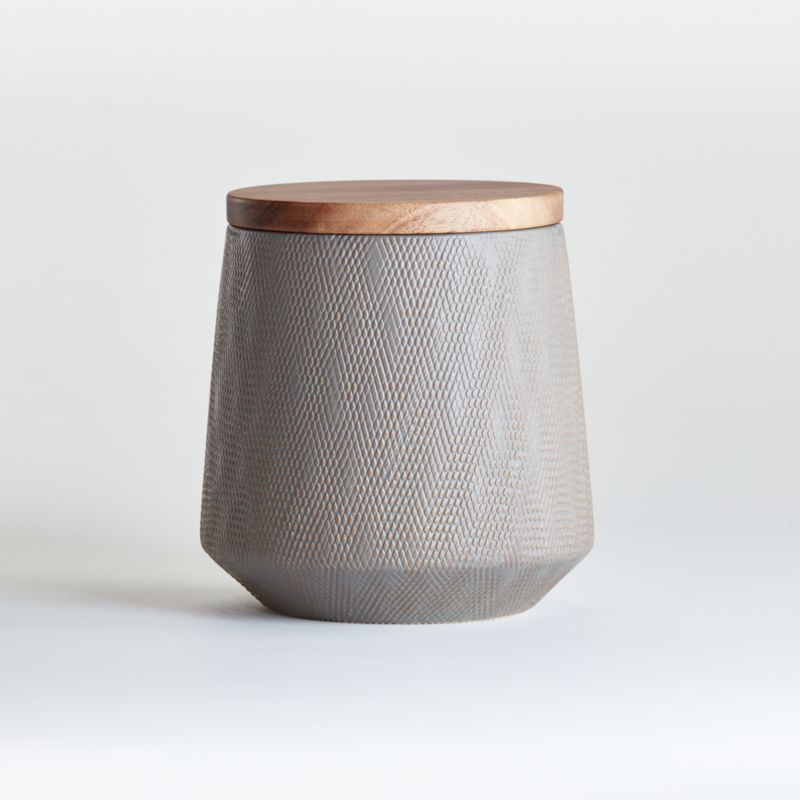 Ethan Small Taupe Canister + Reviews | Crate and Barrel | Crate & Barrel