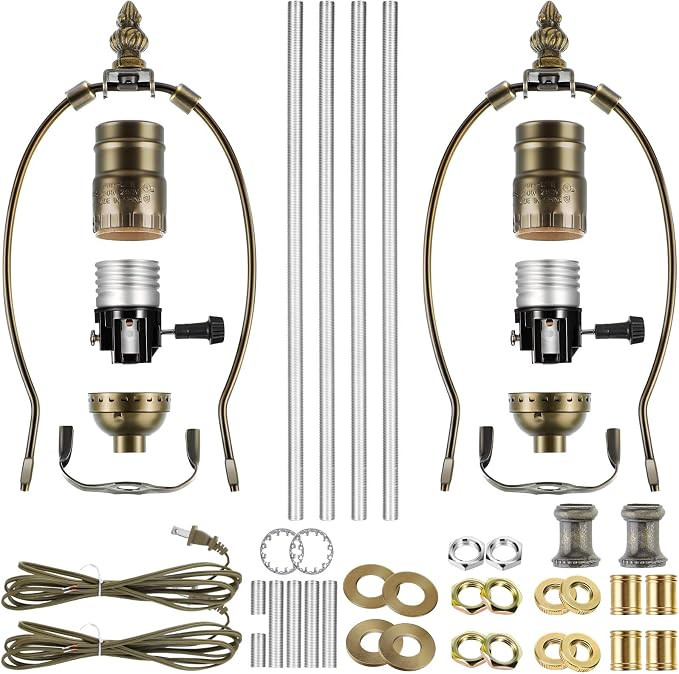 Mudder 2 Sets Finish Make a Lamp Light Kit, Lamp Wiring with 8 Inch Harp and 3 Way Socket, Make a... | Amazon (US)