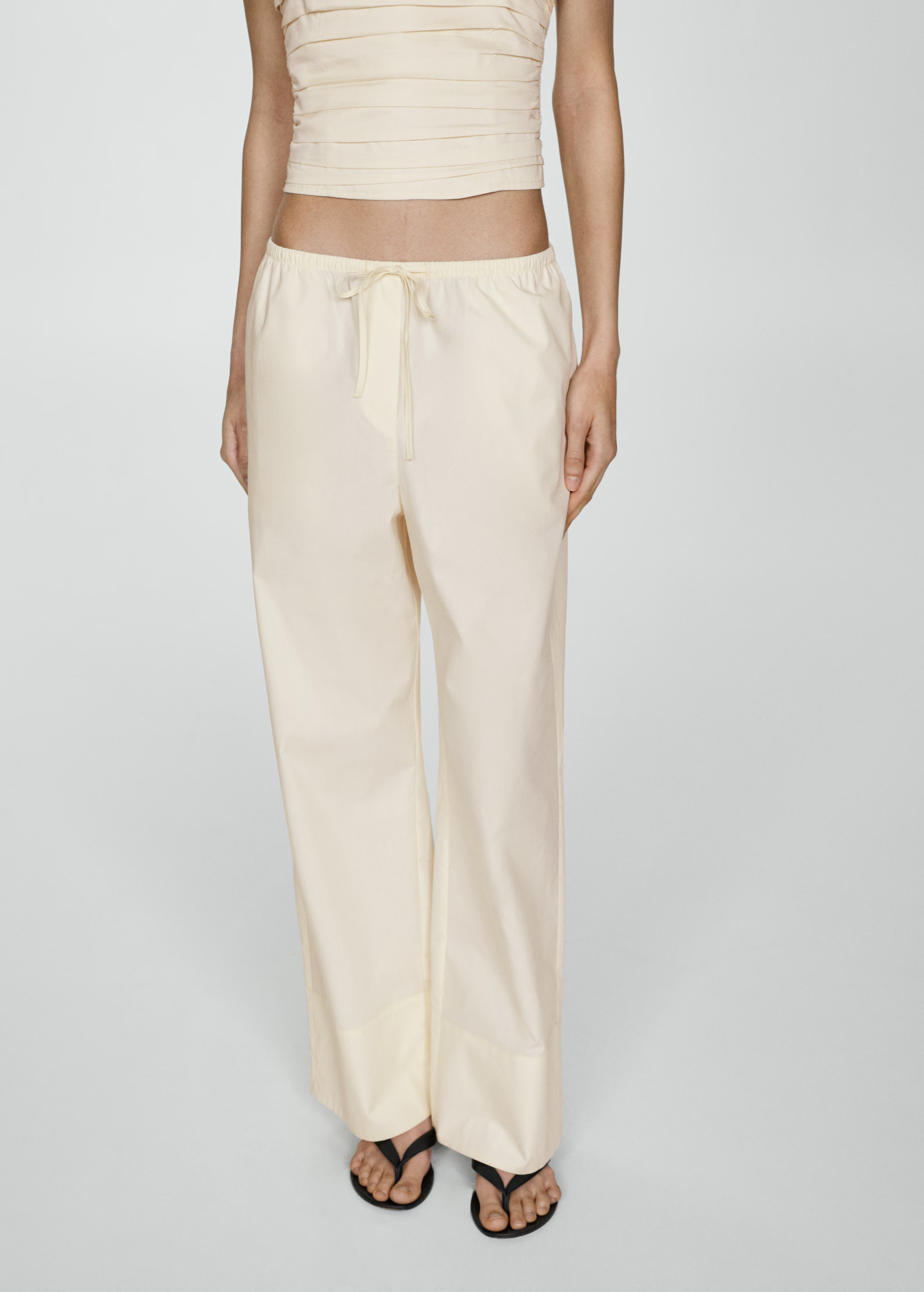 Cotton wideleg trousers - Woman | MANGO USA | MANGO (US)