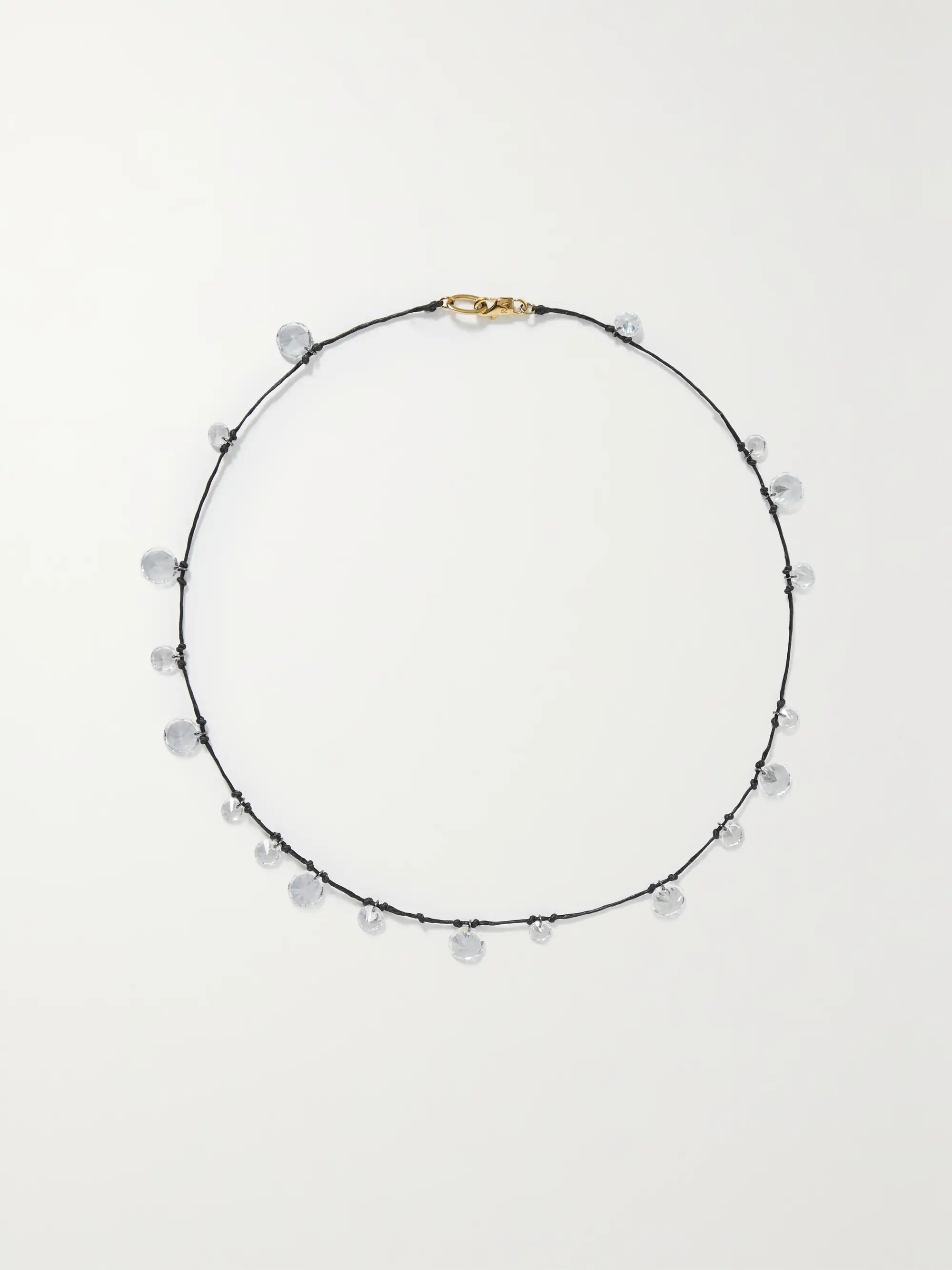 Drip Drop gold-tone, linen and crystal choker | NET-A-PORTER (US)