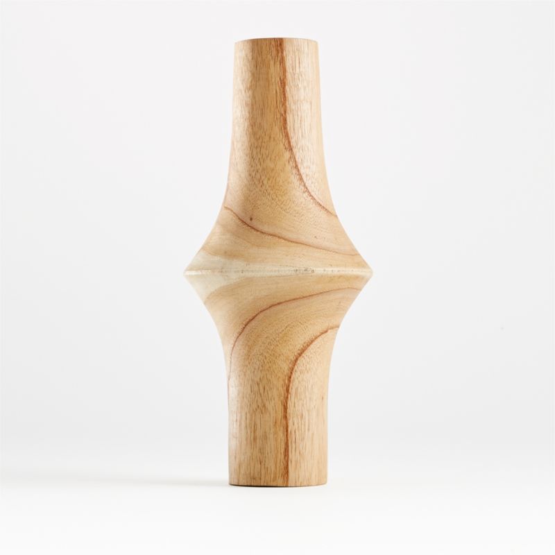 Orla Large Natural Wood Vase | Crate and Barrel | Crate & Barrel