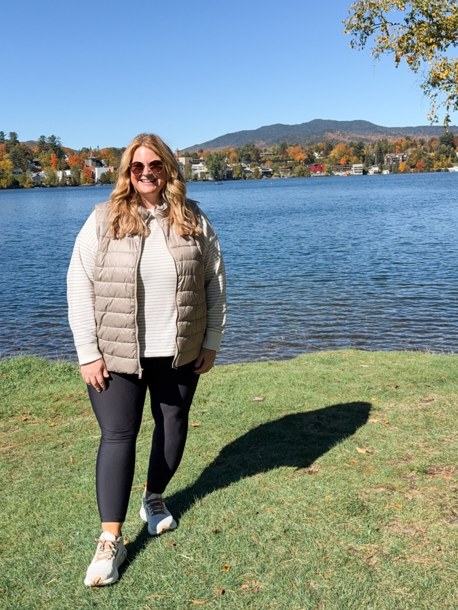 Wearing an XL in my vest and striped tee and an XL petite in my leggings

#LTKMidsize #LTKSeasonal #LTKActive