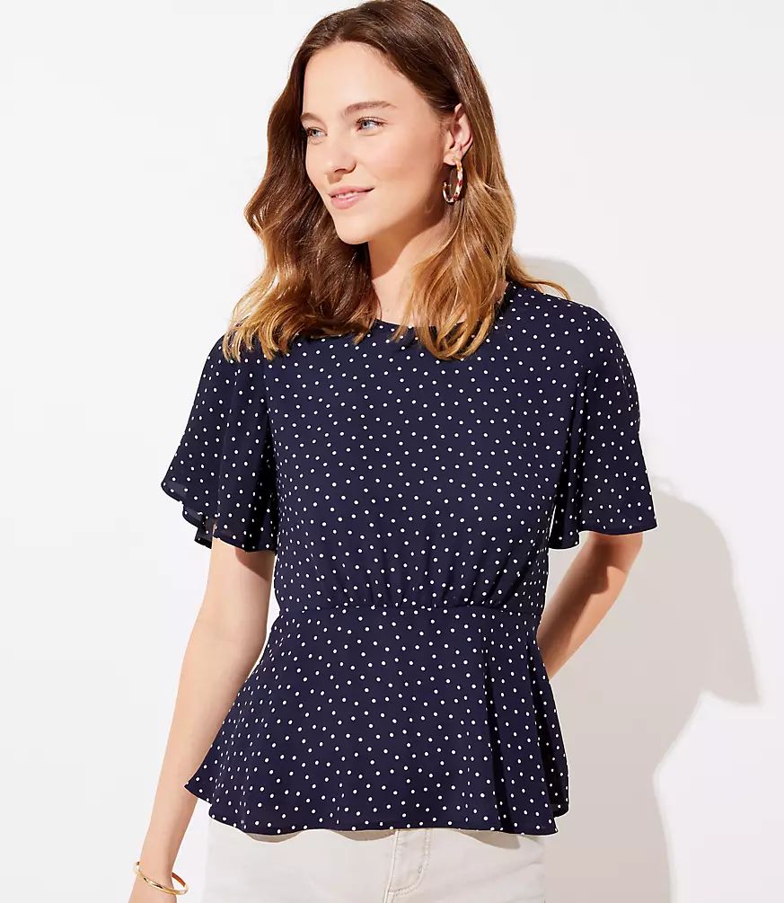 Dotted Peplum Top | LOFT | LOFT