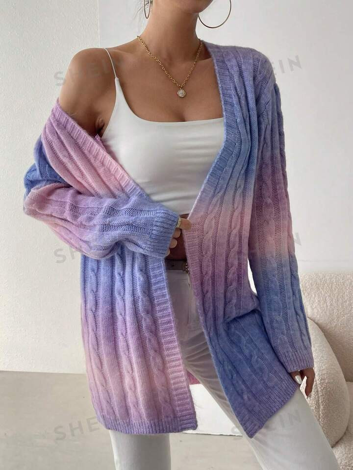 SHEIN Essnce Women's Ombre Long Sleeve Knit Cardigan | SHEIN