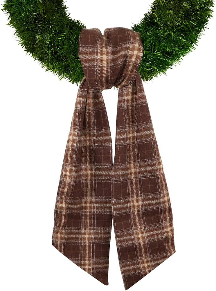 Fall Wreath Sash for Front Door, Red Brown Buffalo Plaid Sash Holiday Autumn Wreath Accessories f... | Amazon (US)