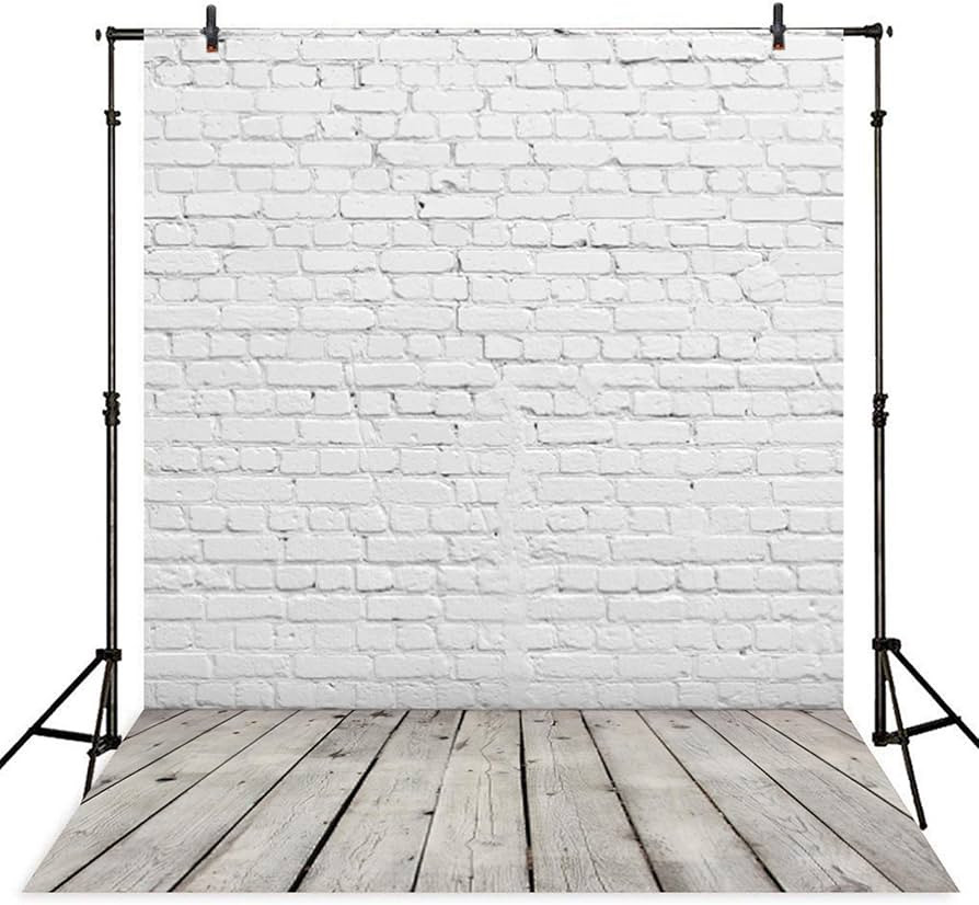 Allenjoy 6x8FT Fabric White Brick Wall Grey Wood Floor Photo Backdrop for Photography Portrait Ba... | Amazon (US)