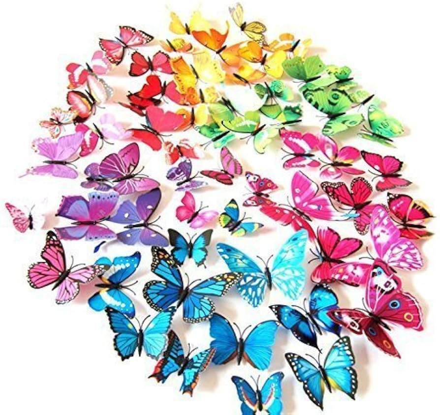 LiveGallery 72 PCS 6 Colors Removable 3D DIY Beautiful Butterfly Wall Decals Colorful Butterflies... | Amazon (US)