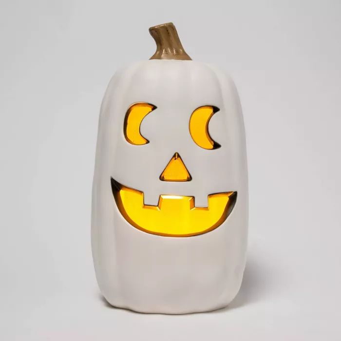 16" Lit Pumpkin White Halloween Decorative Prop - Hyde & EEK! Boutique™ | Target