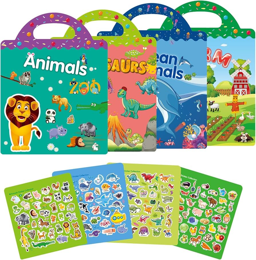 SYCARON Reusable Sticker Book for Kids, 4 Sets Travel Sticker Books for Toddlers Boys Girls, 136 ... | Amazon (CA)