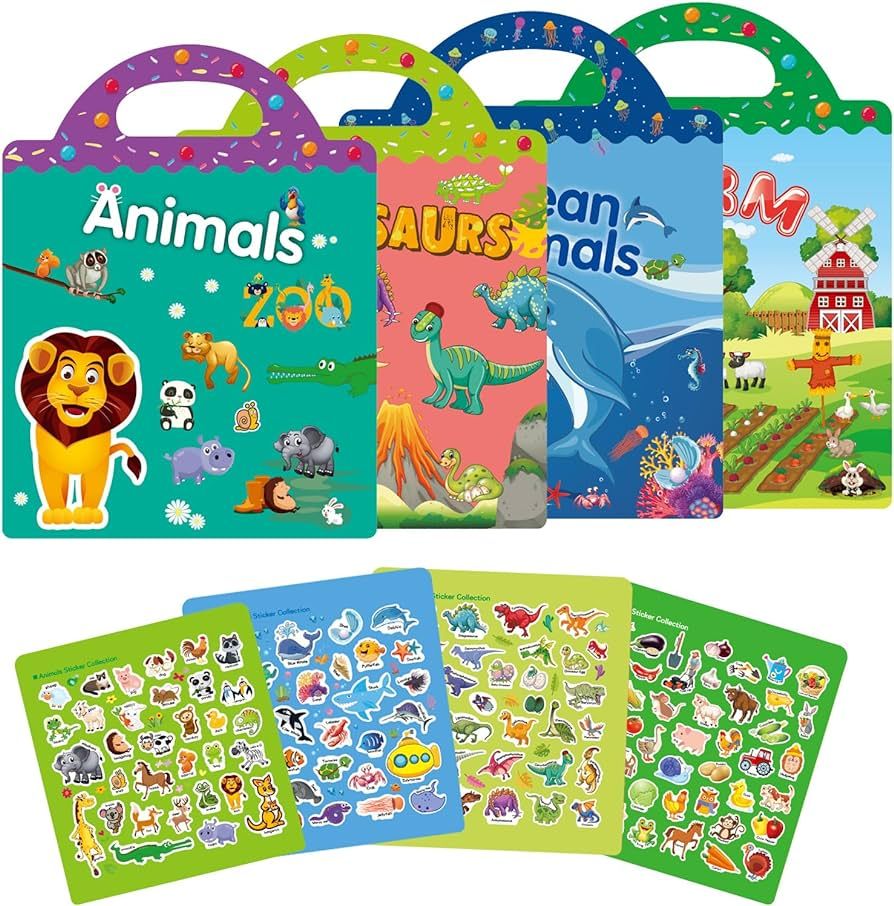SYCARON Reusable Sticker Book for Kids, 4 Sets Travel Sticker Books for Toddlers Boys Girls, 136 ... | Amazon (CA)