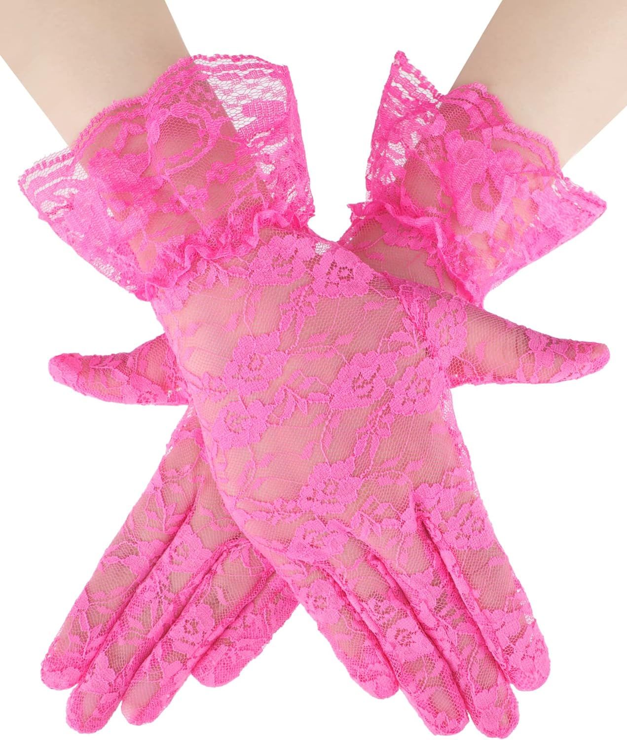 Ladies Lace Gloves Elegant Short Gloves Courtesy Summer Gloves for Wedding Dinner Parties | Amazon (US)