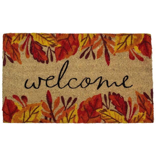 Northlight Leafy Fall Harvest Rectangular "Welcome" Doormat 18" x 30" | Target