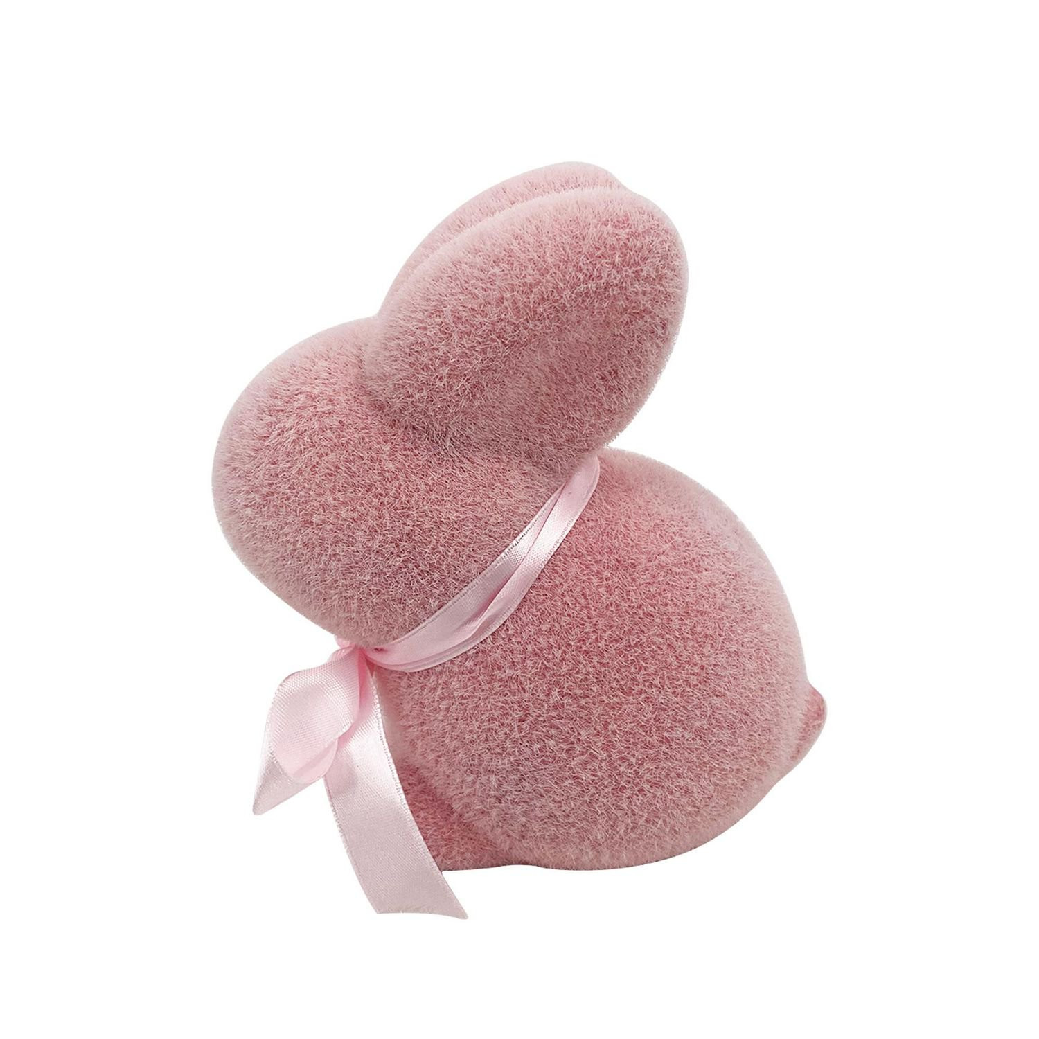 PINK FLOCKED BUNNY, 3.875in x 3.5in x 5.125in | Walmart (CA)