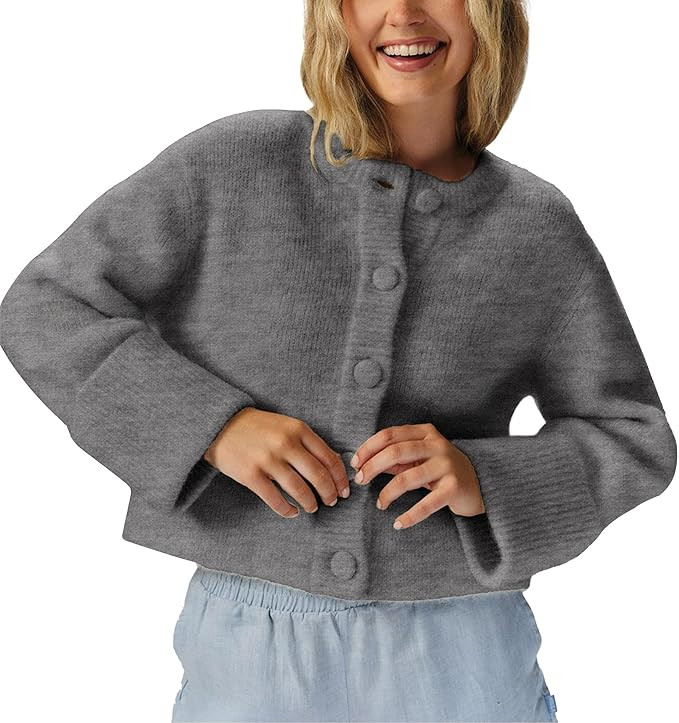 Women's Cardigans Lightweight Button Sweaters Casual High-Folded Sleeve Knit Jacket Cozy Fashion ... | Amazon (US)