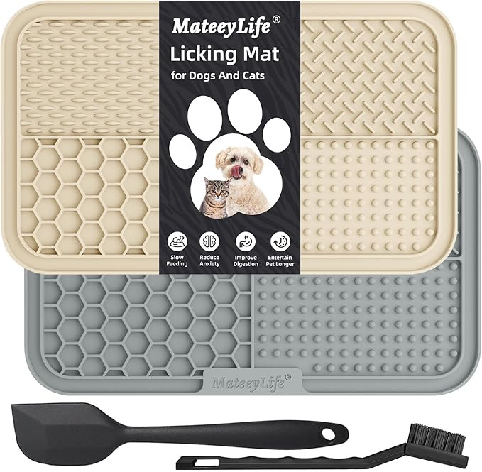 MateeyLife 2PCS Large Lick Mat for Dogs with Suction Cups, Slow Feeder Bowls, Cat Lick Mat for An... | Amazon (US)