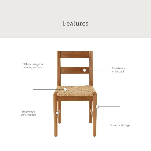 My Texas House Laurel Seagrass Dining Chairs, Set of 2 | Walmart (US)