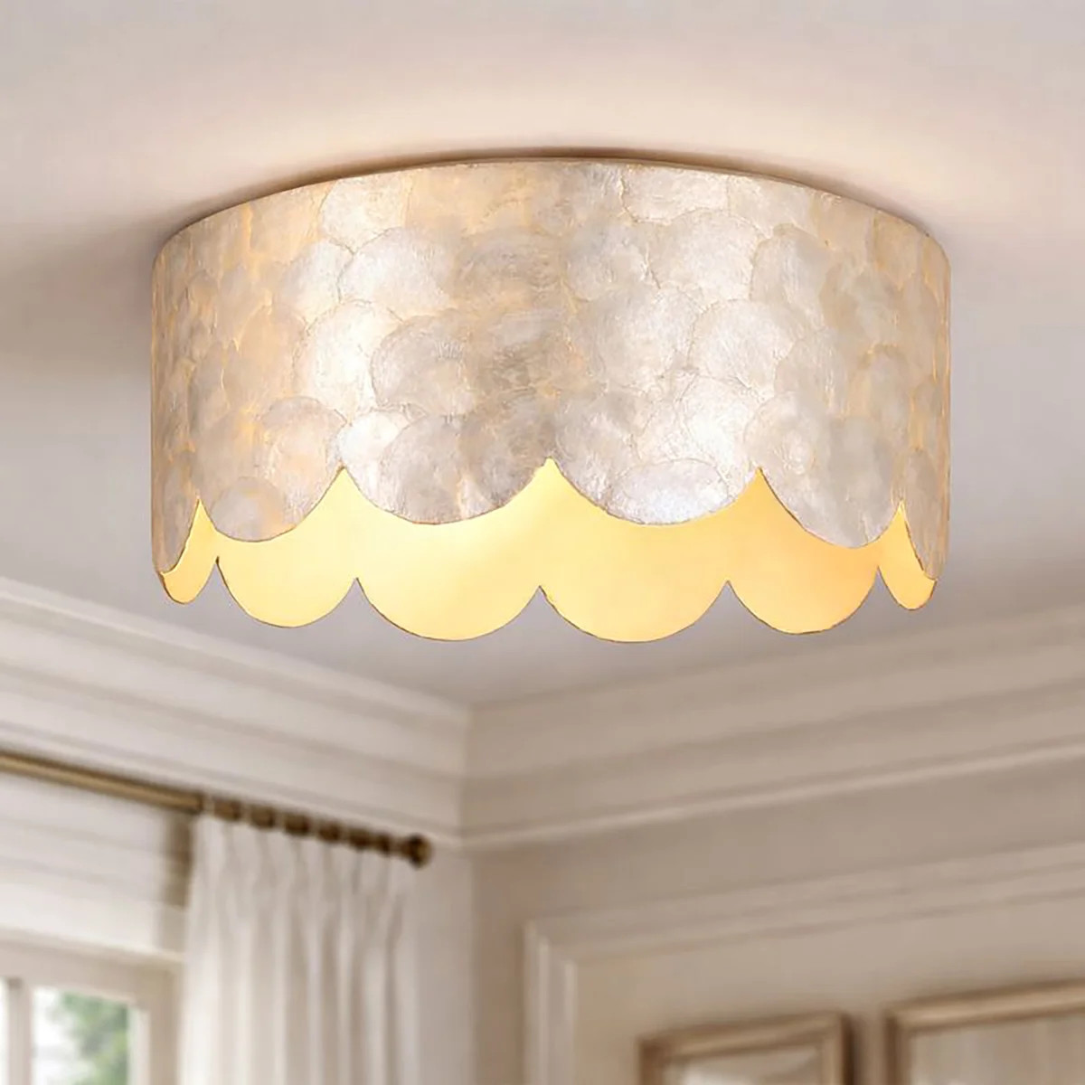 15" 3-Light Scalloped Capiz Shell Drum Flush Mount | Wayfair North America
