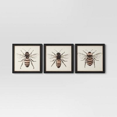 (3pk) 12" x 12" Bees Framed Wall Canvases - Threshold™ | Target