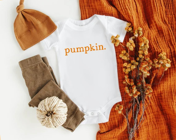 pumpkin | Fall - Autumn Themed Handmade Baby Onesie® - Short & Long Sleeve options available | Etsy (US)