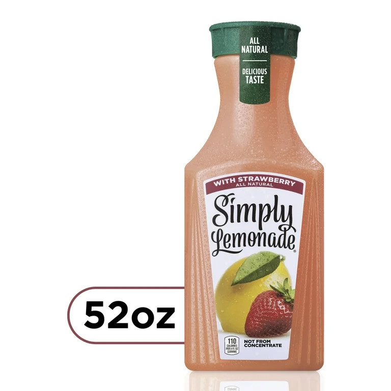 Simply Non GMO All Natural Strawberry Lemonade Juice, 52 fl oz Bottle | Walmart (US)