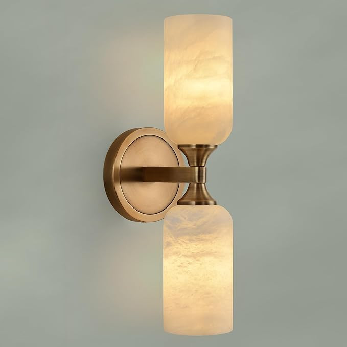 14.4in Alabaster Wall Sconce, Gold Sconces with Spanish Marble, Modern Brass Wall Mounted Lamp, H... | Amazon (US)