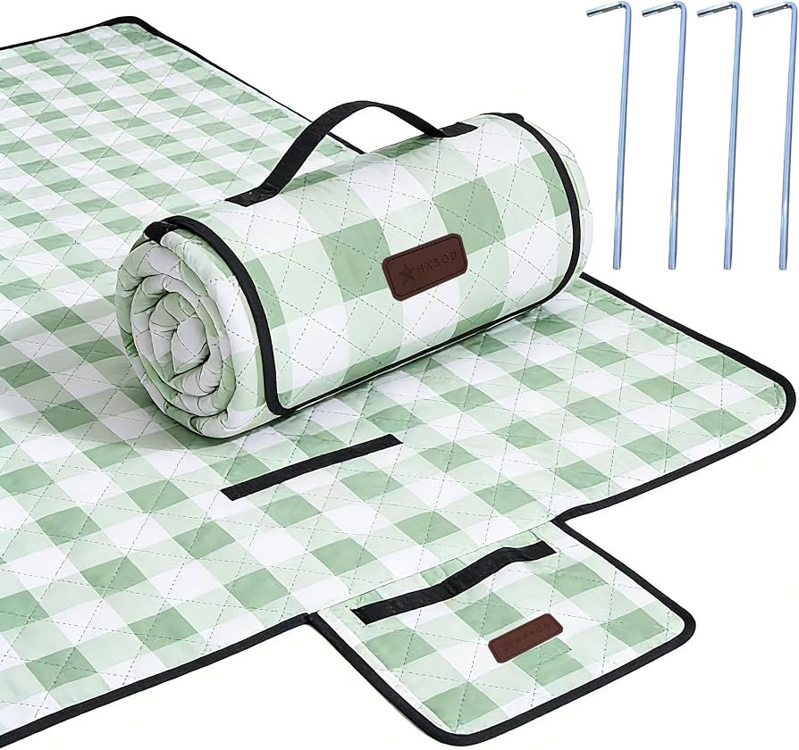 HX&OD Outdoor Picnic Blanket, Extra Large, 80''x80'' Waterproof Foldable Blankets Gingham Picnic ... | Amazon (US)
