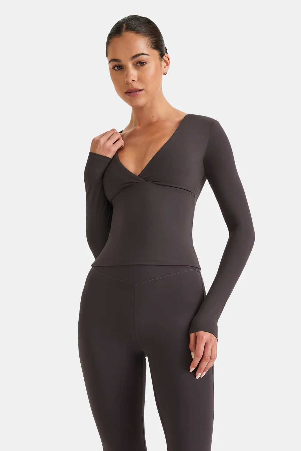 DayFlex V Neck Top - Cool Espresso | TALA (UK)