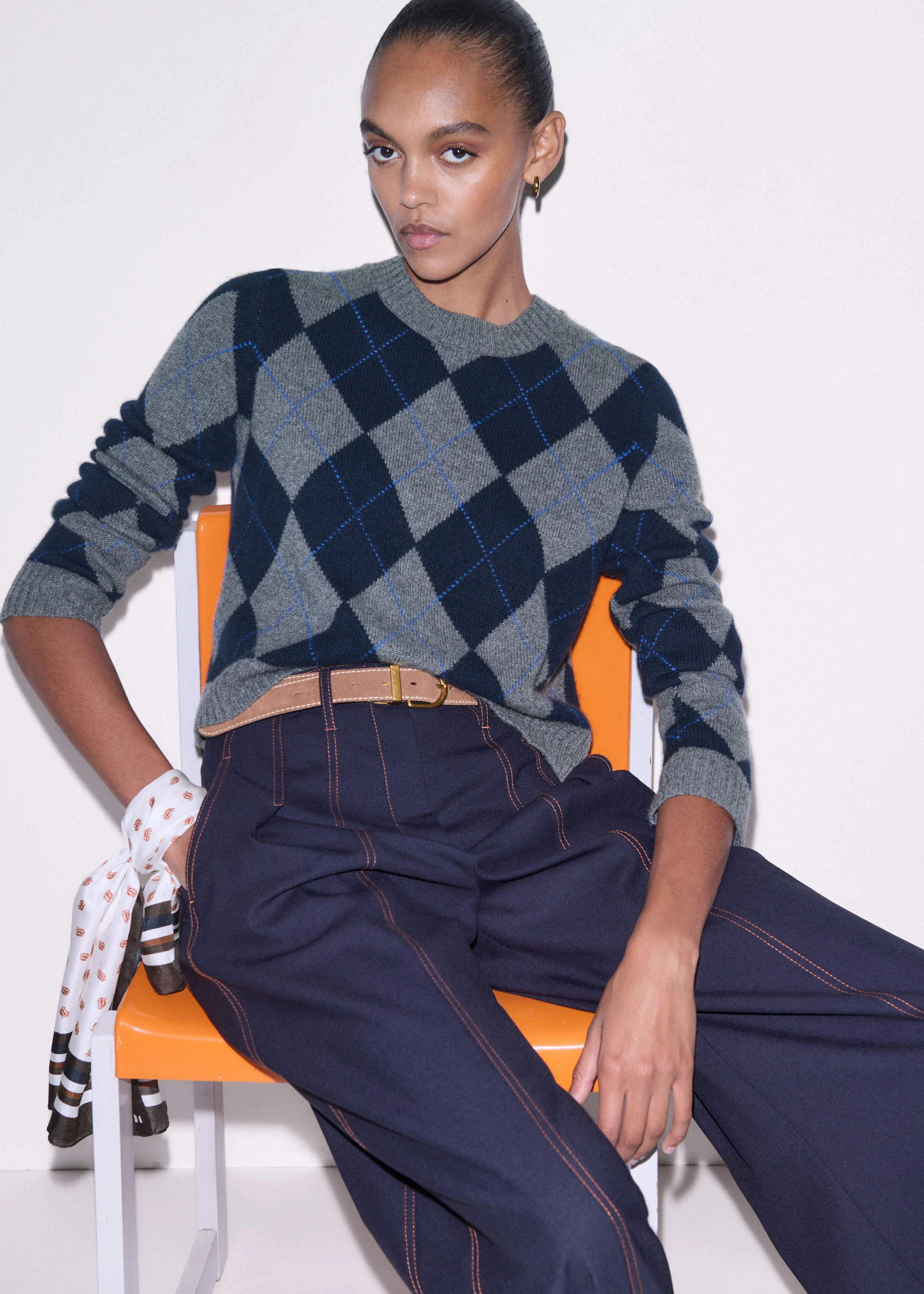Relaxed Argyle Jumper Cashmere | ME+EM Global (Excluding US)
