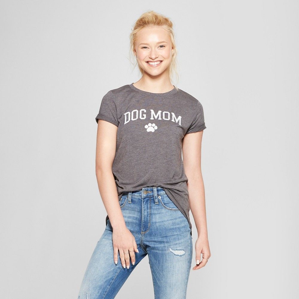 Women's Short Sleeve Dog Mom Graphic T-Shirt - Modern Lux (Juniors') XL, Gray | Target