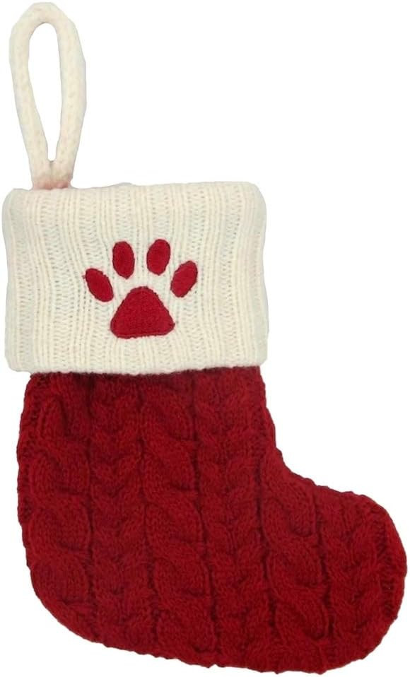 St. Nicholas Square 8-in. Knit Monogram Christmas Stocking, Paw Print | Amazon (US)